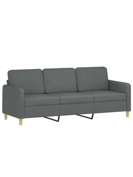 3dílná sedací souprava s poduškami tmavě šedá textil