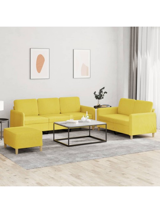 3dílná sedací souprava s poduškami světle žlutá textil
