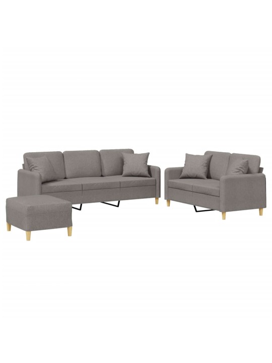 3dílná sedací souprava s polštáři taupe textil