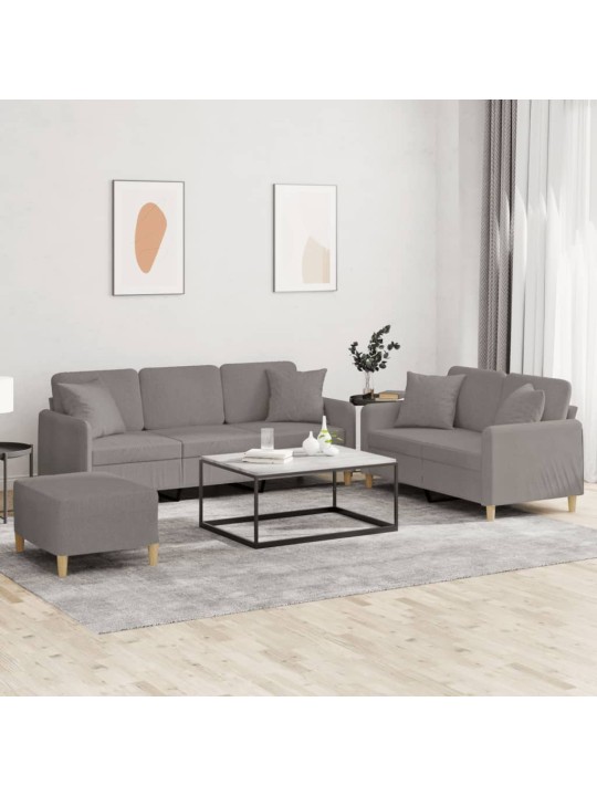 3dílná sedací souprava s polštáři taupe textil