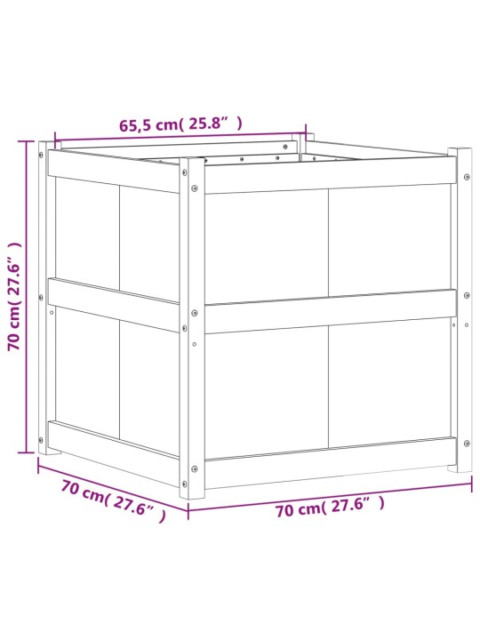 Zahradní truhlík 70 x 70 x 70 cm masivní borové dřevo