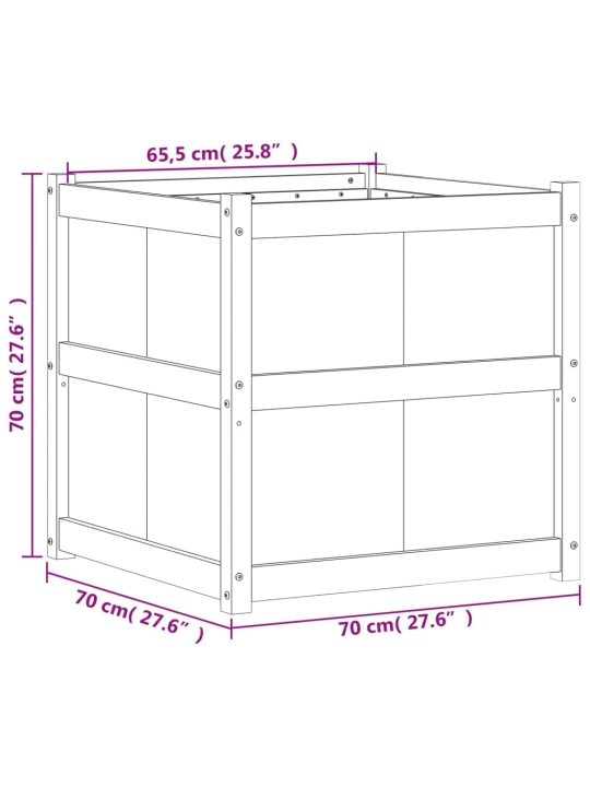 Zahradní truhlík 70 x 70 x 70 cm masivní borové dřevo