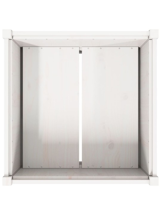 Zahradní truhlík bílý 70 x 70 x 70 cm masivní borové dřevo