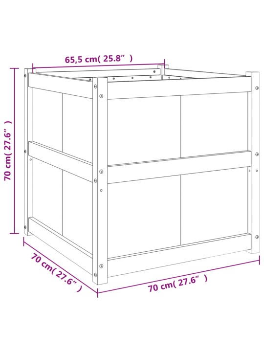 Zahradní truhlík bílý 70 x 70 x 70 cm masivní borové dřevo