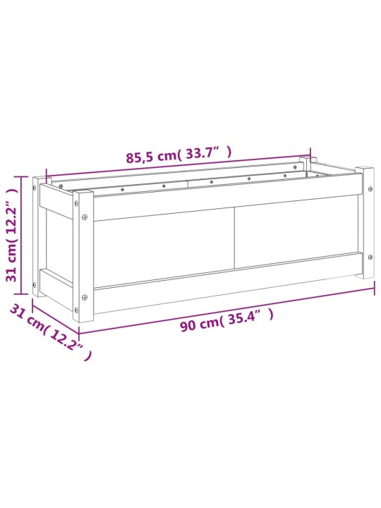 Zahradní truhlík bílý 90 x 31 x 31 cm masivní borové dřevo