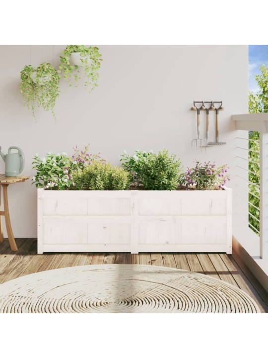 Zahradní truhlík bílý 150 x 50 x 50 cm masivní borovice