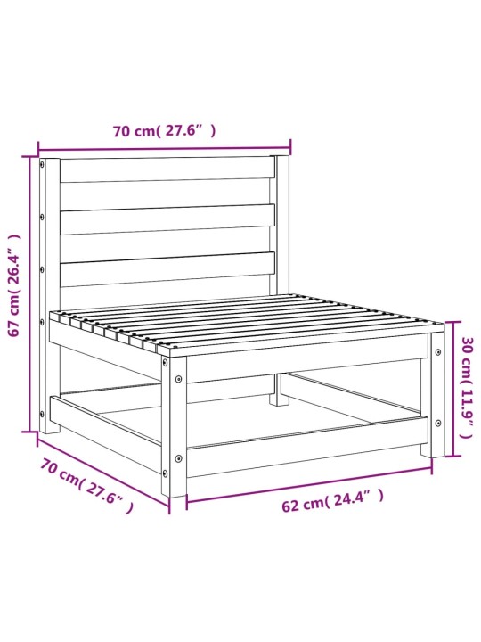 Zahradní pohovky bez područek 2 ks 70x70x67 cm masivní borovice