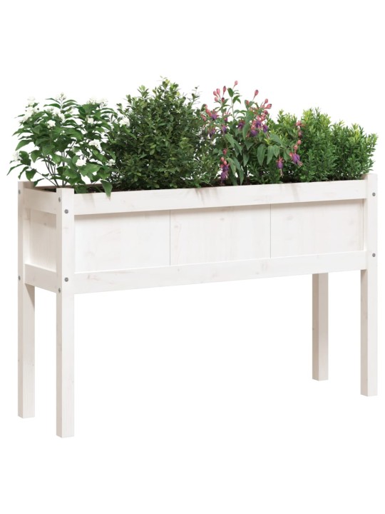 Zahradní truhlík s nohami bílý 110x31x70 cm masivní borovice