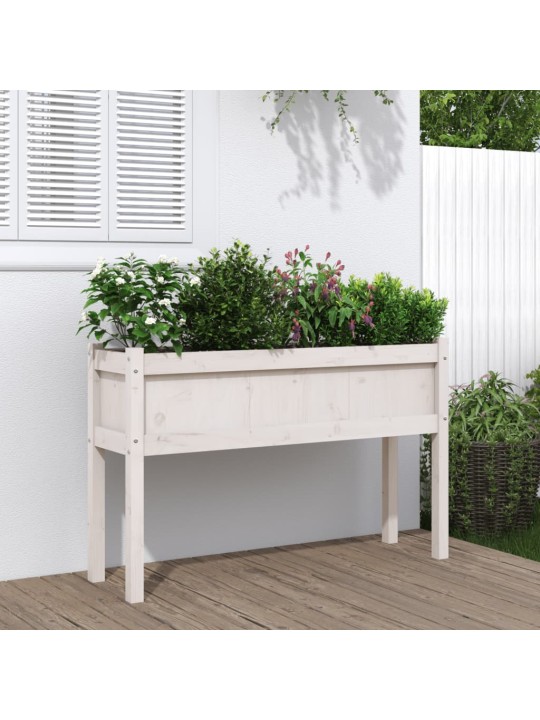Zahradní truhlík s nohami bílý 110x31x70 cm masivní borovice