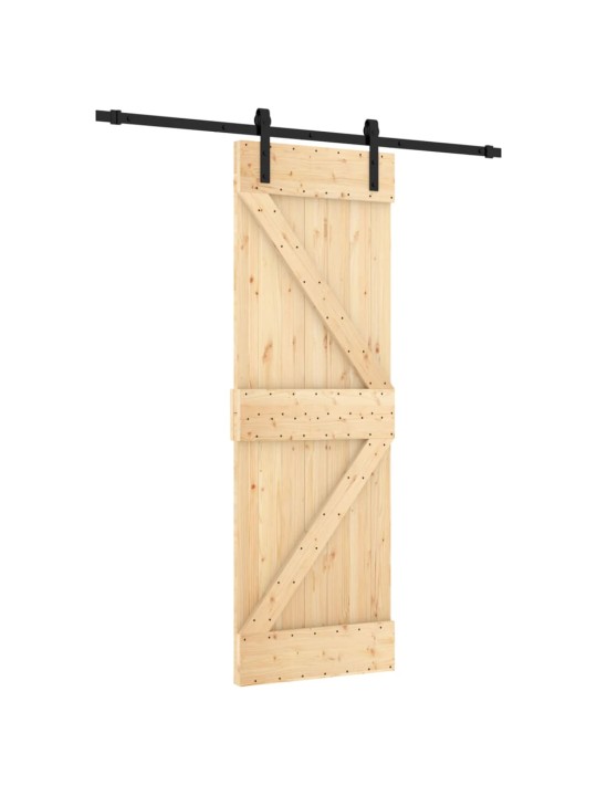Posuvné dveře s kováním 70 x 210 cm masivní borové dřevo