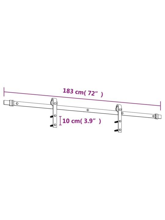 Posuvné dveře s kováním 70 x 210 cm masivní borové dřevo