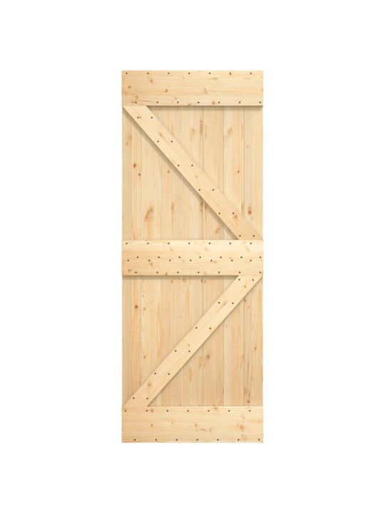 Posuvné dveře s kováním 70 x 210 cm masivní borové dřevo