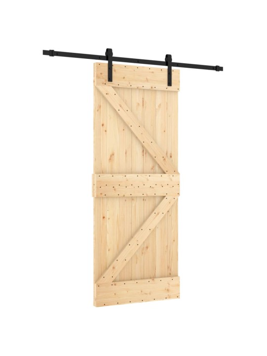 Posuvné dveře s kováním 85 x 210 cm masivní borové dřevo