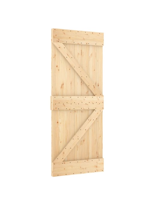 Posuvné dveře s kováním 85 x 210 cm masivní borové dřevo
