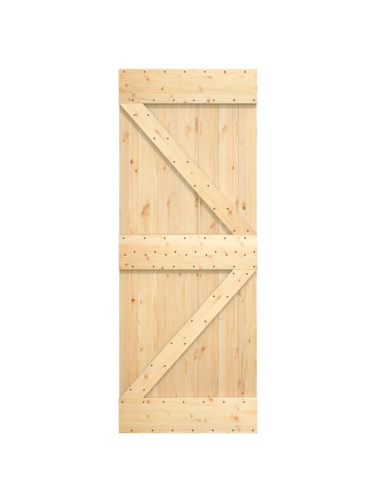 Posuvné dveře s kováním 85 x 210 cm masivní borové dřevo