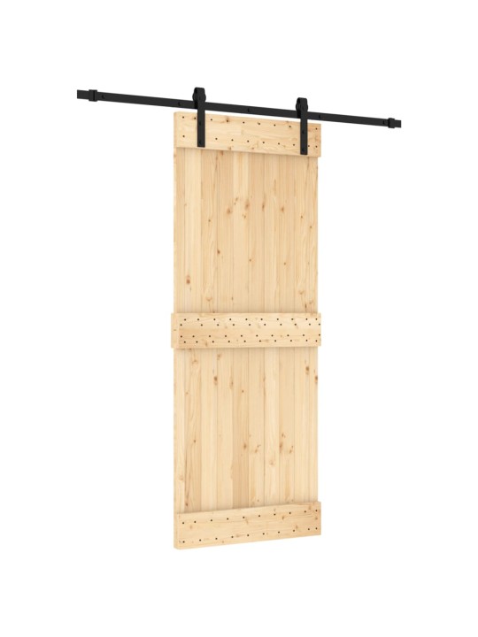 Posuvné dveře s kováním 80 x 210 cm masivní borové dřevo