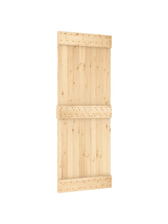 Posuvné dveře s kováním 80 x 210 cm masivní borové dřevo