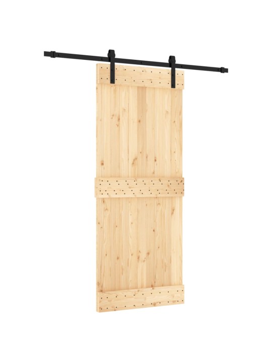 Posuvné dveře s kováním 85 x 210 cm masivní borové dřevo
