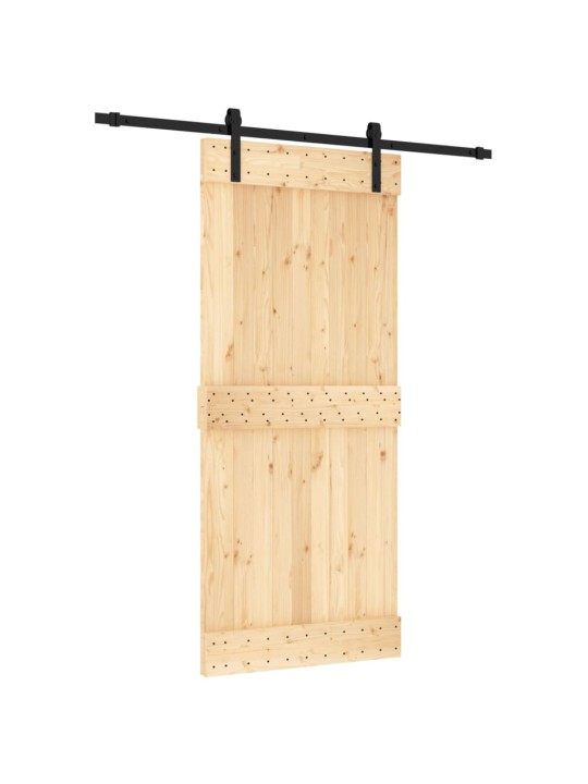 Posuvné dveře s kováním 90 x 210 cm masivní borové dřevo