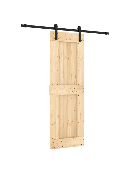 Posuvné dveře s kováním 70 x 210 cm masivní borové dřevo