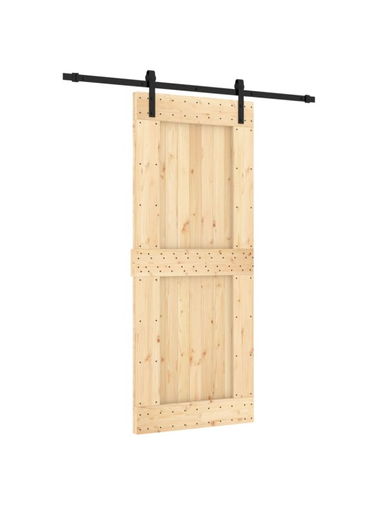 Posuvné dveře s kováním 85 x 210 cm masivní borové dřevo