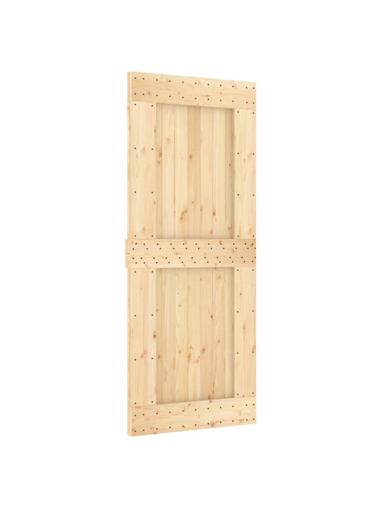 Posuvné dveře s kováním 85 x 210 cm masivní borové dřevo