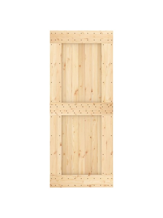 Posuvné dveře s kováním 85 x 210 cm masivní borové dřevo