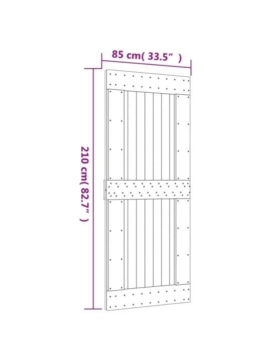 Posuvné dveře s kováním 85 x 210 cm masivní borové dřevo
