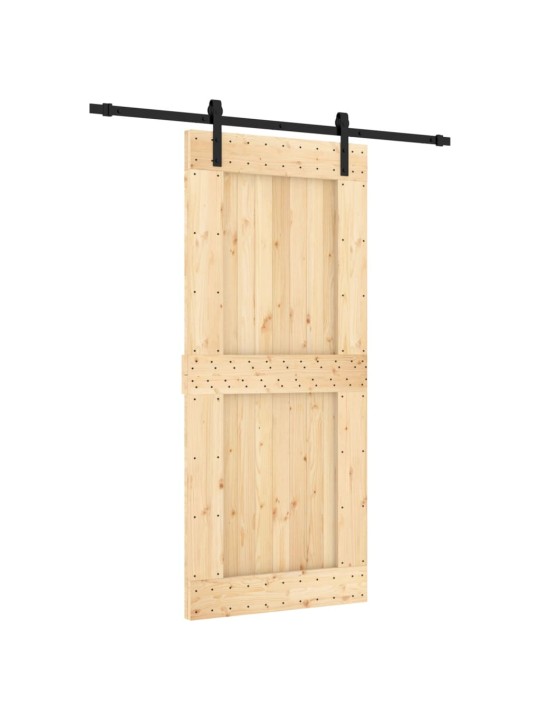 Posuvné dveře s kováním 90 x 210 cm masivní borové dřevo