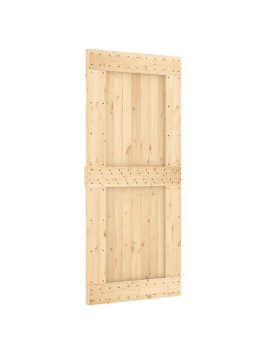 Posuvné dveře s kováním 90 x 210 cm masivní borové dřevo