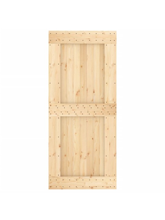 Posuvné dveře s kováním 90 x 210 cm masivní borové dřevo