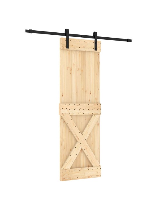 Posuvné dveře s kováním 70 x 210 cm masivní borové dřevo