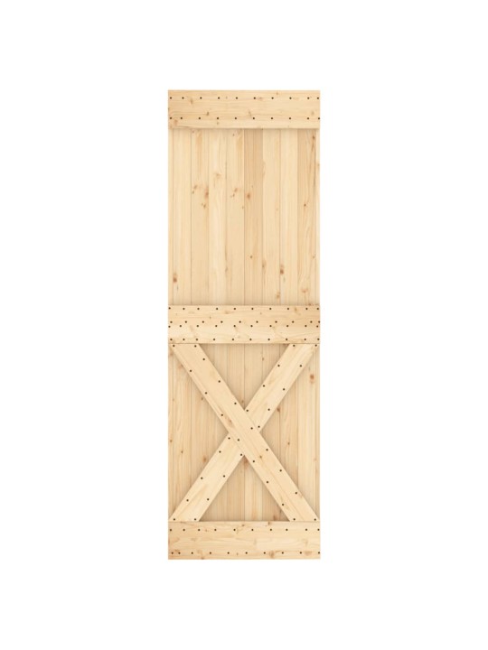 Posuvné dveře s kováním 70 x 210 cm masivní borové dřevo