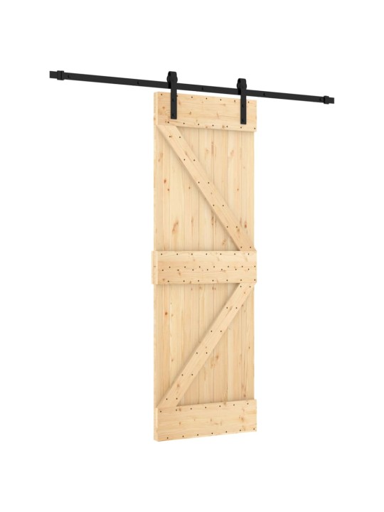 Posuvné dveře s kováním 70 x 210 cm masivní borové dřevo