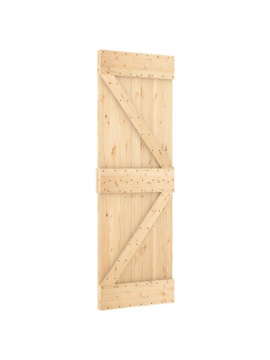 Posuvné dveře s kováním 70 x 210 cm masivní borové dřevo