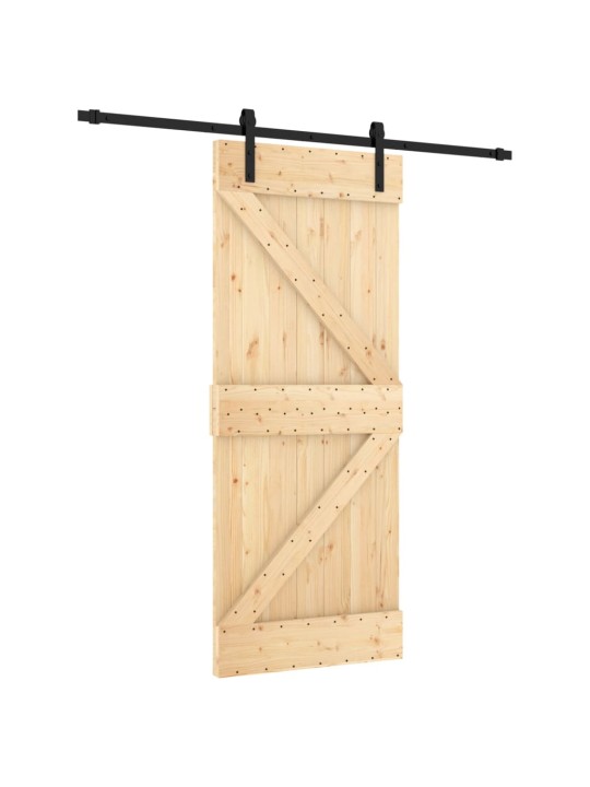 Posuvné dveře s kováním 85 x 210 cm masivní borové dřevo