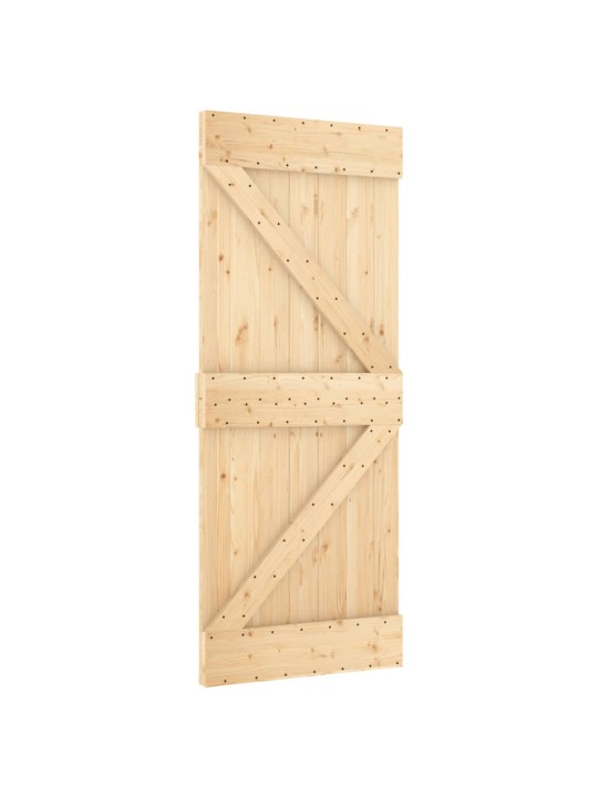 Posuvné dveře s kováním 85 x 210 cm masivní borové dřevo