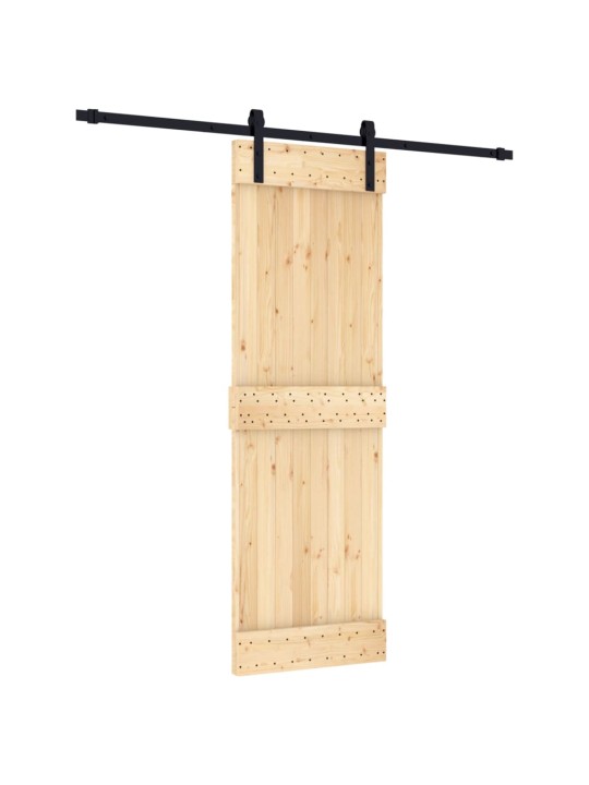 Posuvné dveře s kováním 70 x 210 cm masivní borové dřevo
