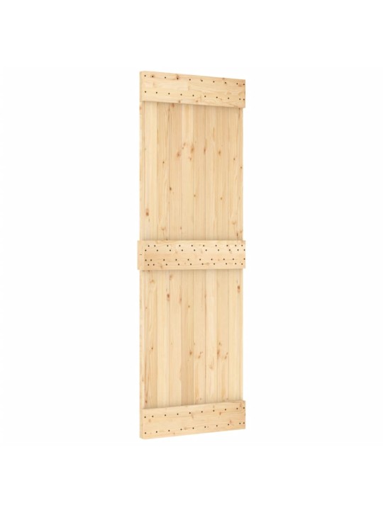 Posuvné dveře s kováním 70 x 210 cm masivní borové dřevo
