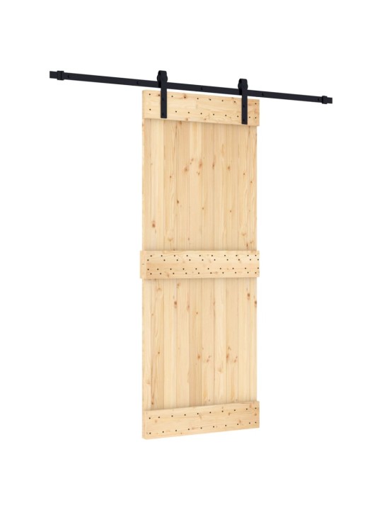Posuvné dveře s kováním 80 x 210 cm masivní borové dřevo