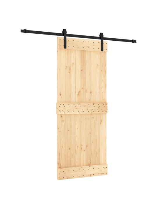 Posuvné dveře s kováním 85 x 210 cm masivní borové dřevo