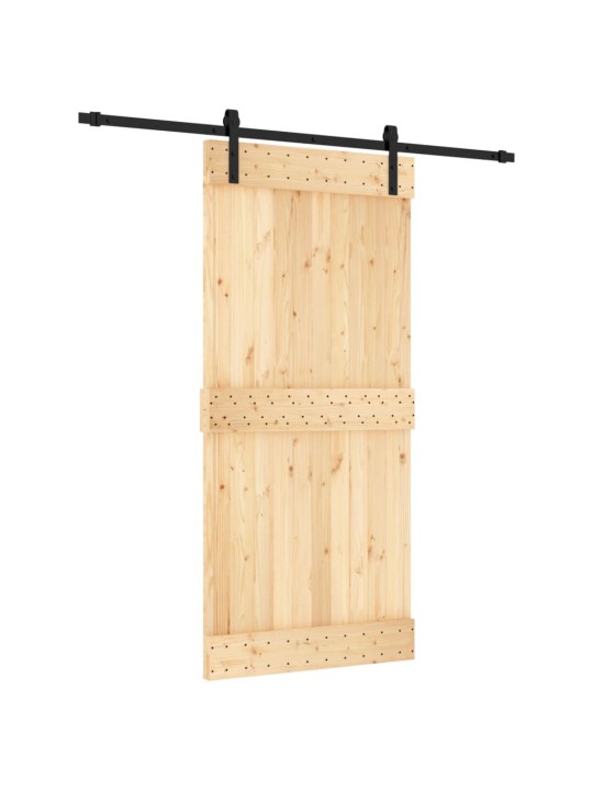 Posuvné dveře s kováním 95 x 210 cm masivní borové dřevo