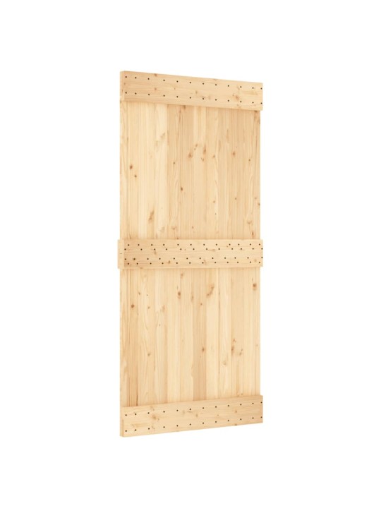 Posuvné dveře s kováním 95 x 210 cm masivní borové dřevo