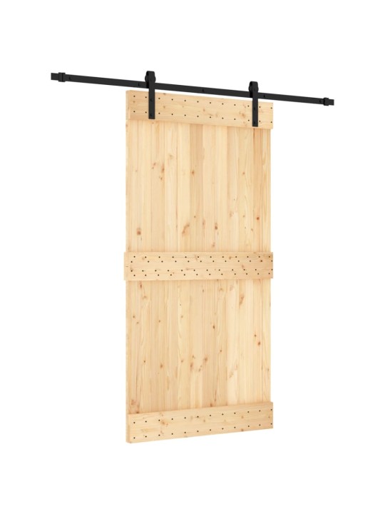 Posuvné dveře s kováním 100 x 210 cm masivní borové dřevo