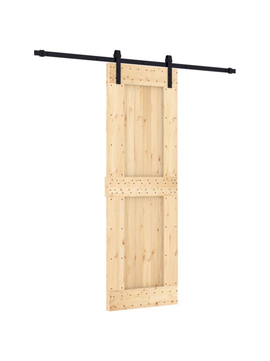 Posuvné dveře s kováním 70 x 210 cm masivní borové dřevo