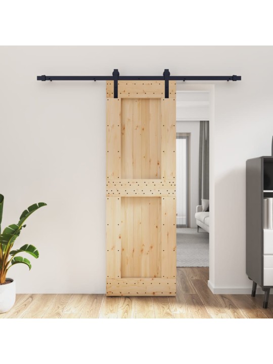Posuvné dveře s kováním 70 x 210 cm masivní borové dřevo