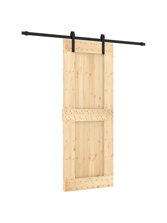 Posuvné dveře s kováním 80 x 210 cm masivní borové dřevo