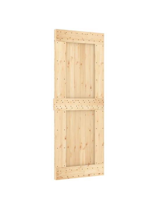 Posuvné dveře s kováním 80 x 210 cm masivní borové dřevo