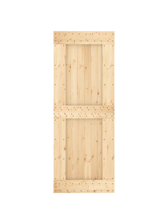 Posuvné dveře s kováním 80 x 210 cm masivní borové dřevo