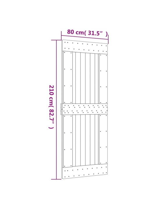 Posuvné dveře s kováním 80 x 210 cm masivní borové dřevo